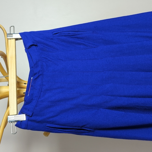Vintage Louben blue wool pleated skirt - Picture 3 of 10